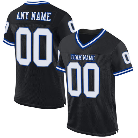 Custom Black White-Royal Mesh Authentic Throwback Football Jersey Limited