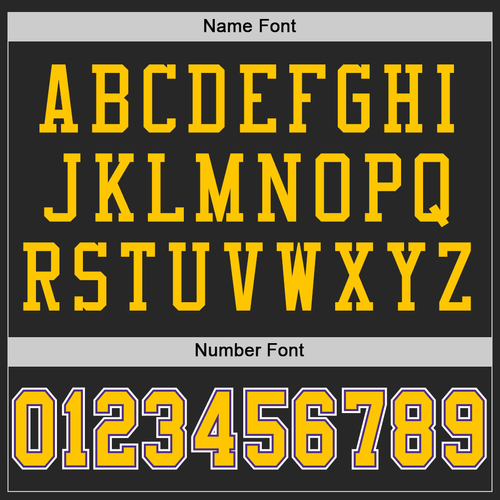 Custom Black Gold-Purple Mesh Authentic Throwback Football Jersey Limited