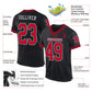 Custom Black Red-White Mesh Authentic Throwback Football Jersey Limited