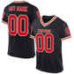 Custom Black Red-Cream Mesh Authentic Throwback Football Jersey Limited