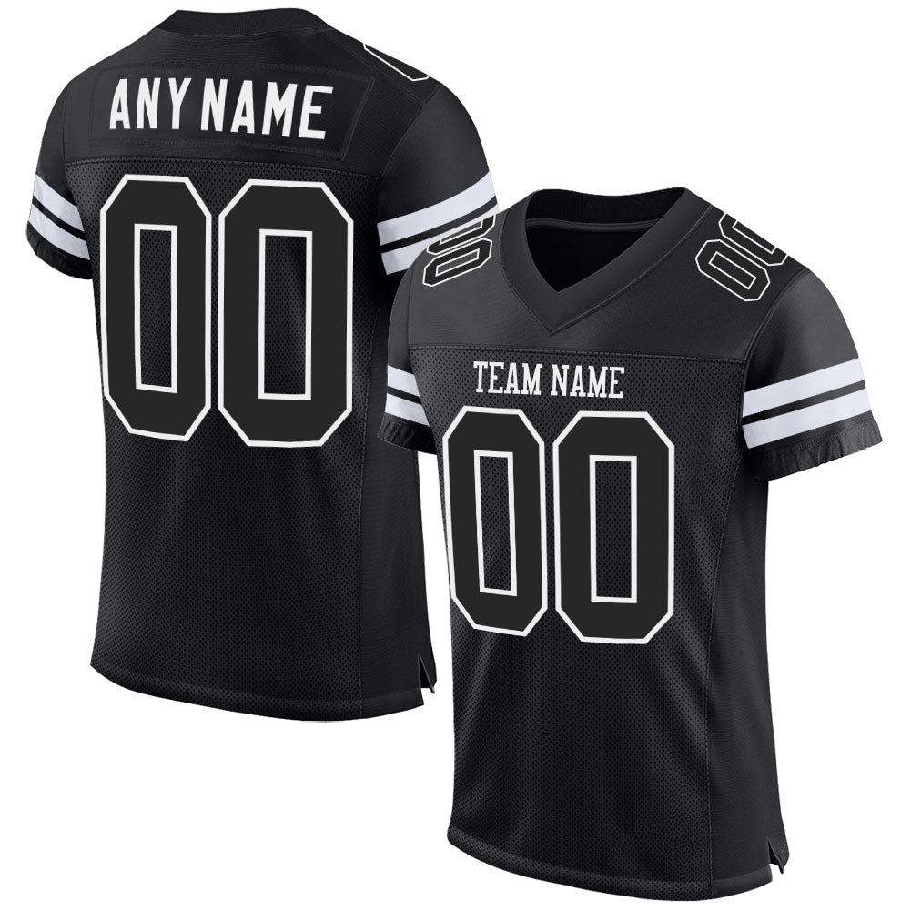 Custom Black Black-White Mesh Authentic Football Jersey Limited