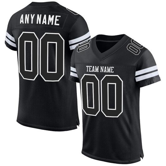 Custom Black Black-White Mesh Authentic Football Jersey Limited