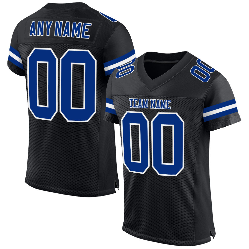 Custom Black Royal-White Mesh Authentic Football Jersey Limited