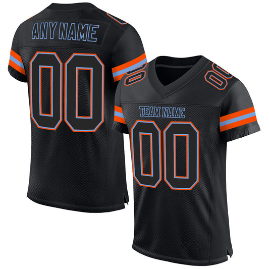 Custom Black Black-Orange Mesh Authentic Football Jersey Limited