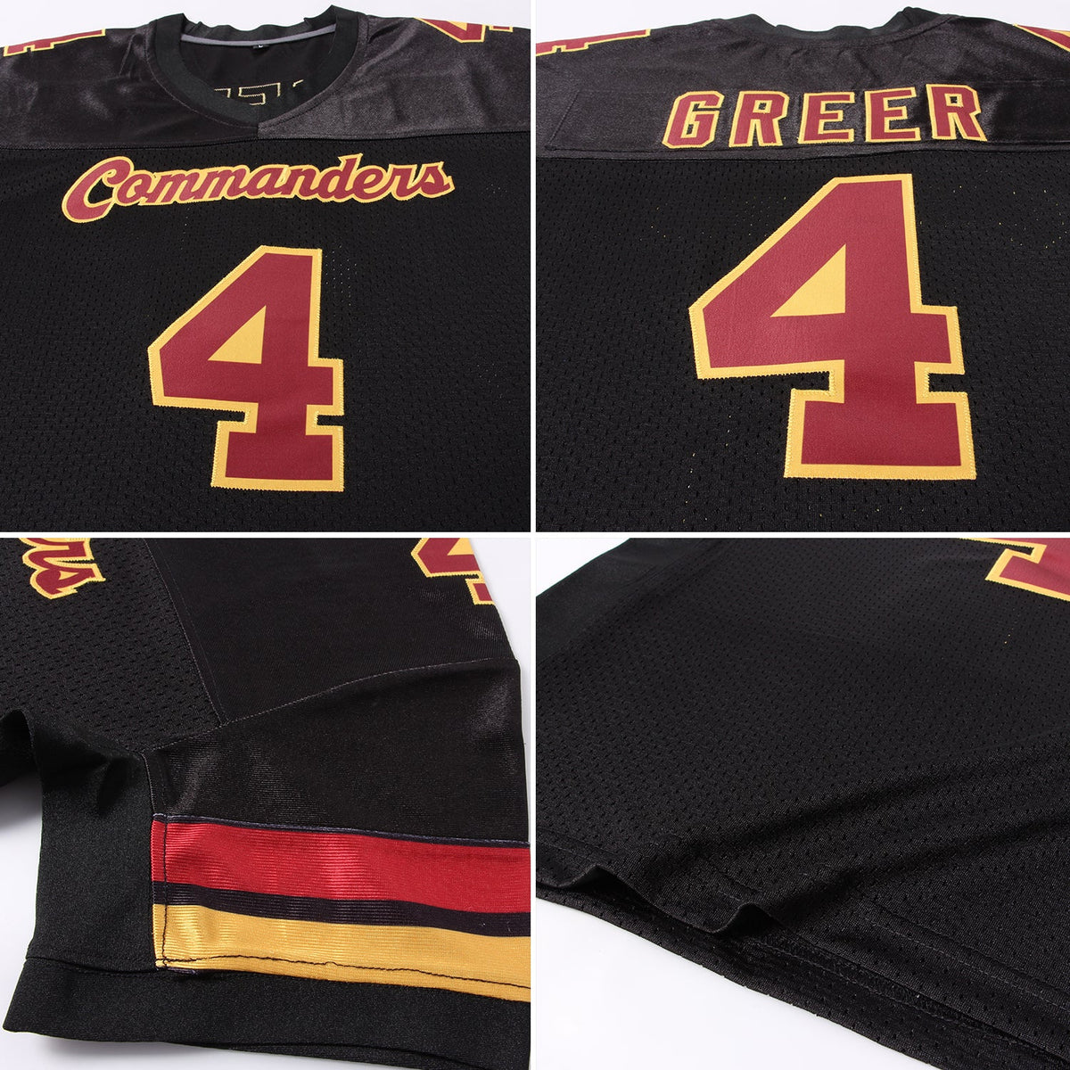 Custom Black Burgundy-Gold Mesh Authentic Football Jersey Limited