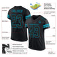 Custom Black Black-Teal Mesh Authentic Football Jersey Limited