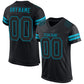 Custom Black Black-Teal Mesh Authentic Football Jersey Limited