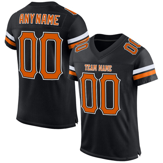 Custom Black Texas Orange-White Mesh Authentic Football Jersey Limited