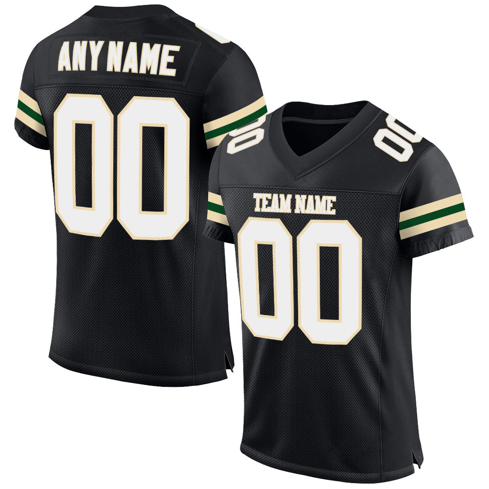 Custom Black White-Cream Mesh Authentic Football Jersey Limited