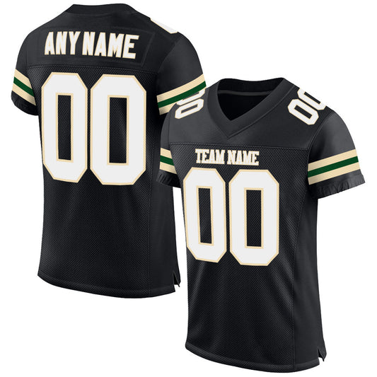 Custom Black White-Cream Mesh Authentic Football Jersey Limited