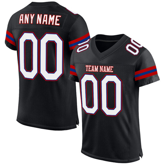 Custom Black White-Red Mesh Authentic Football Jersey Limited