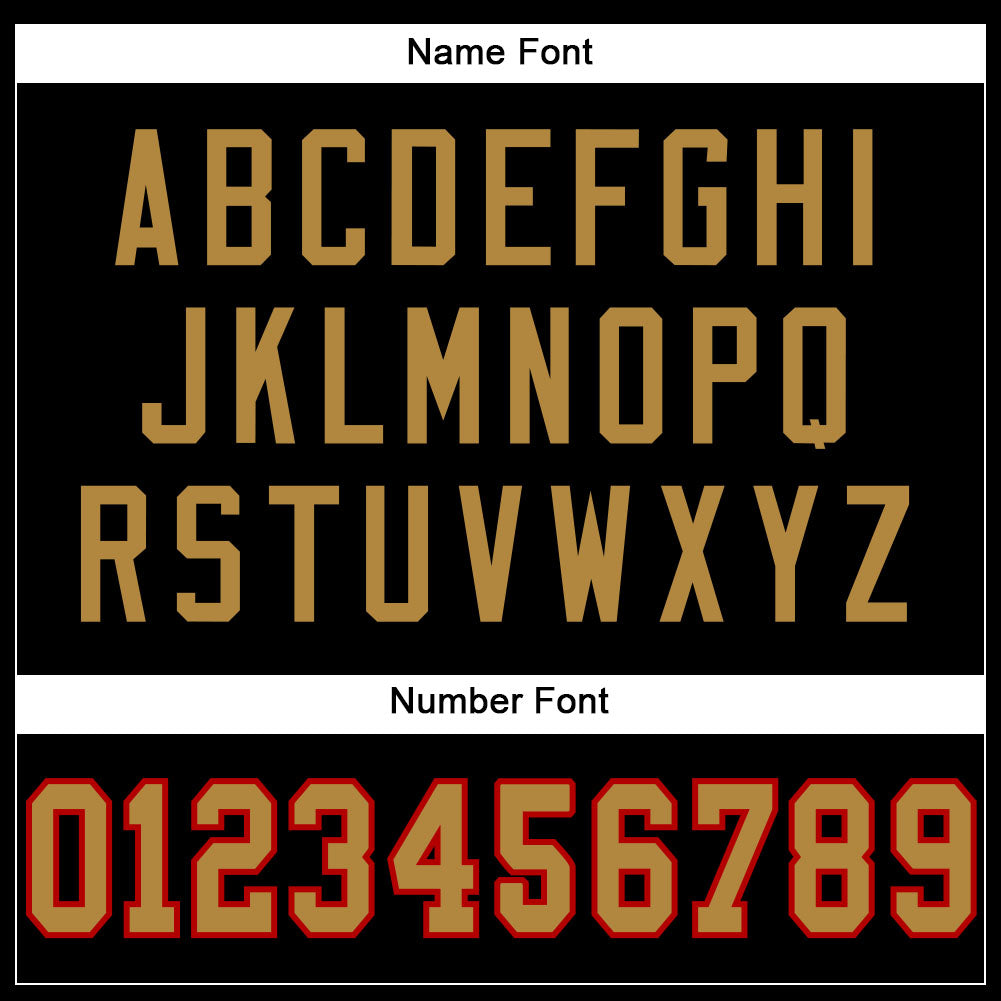 Custom Black Old Gold-Red Mesh Authentic Football Jersey Limited