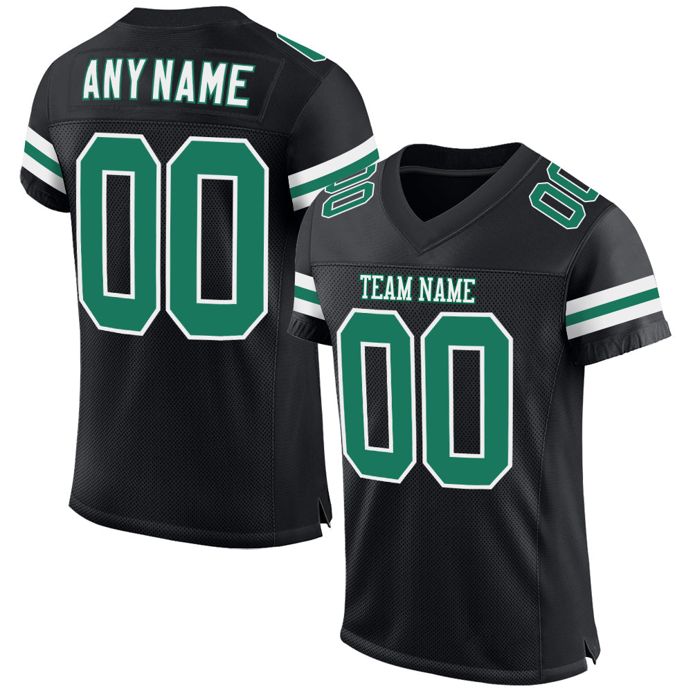 Custom Black Kelly Green-White Mesh Authentic Football Jersey Limited