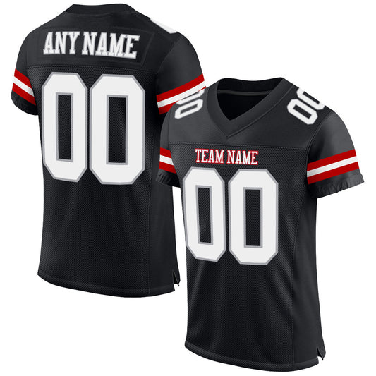 Custom Black White-Gray Mesh Authentic Football Jersey Limited