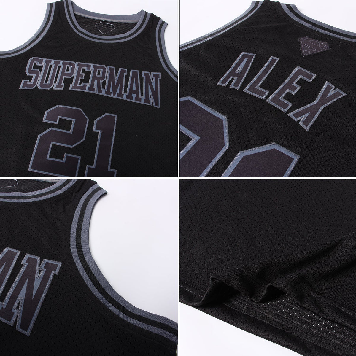 Custom Black Black-Steel Gray Authentic Throwback Basketball Jersey Limited