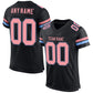 Custom Black Medium Pink-Light Blue Mesh Authentic Football Jersey Limited