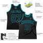 Custom Black Black-Teal Authentic Throwback Basketball Jersey Limited