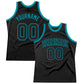 Custom Black Black-Teal Authentic Throwback Basketball Jersey