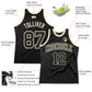 Custom Black Black-Cream Authentic Throwback Basketball Jersey Limited