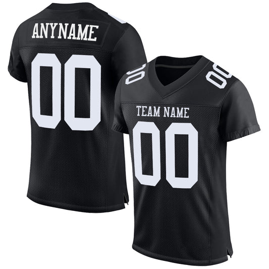 Custom Black White Mesh Authentic Football Jersey Limited