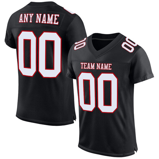 Custom Black White-Red Mesh Authentic Football Jersey Limited