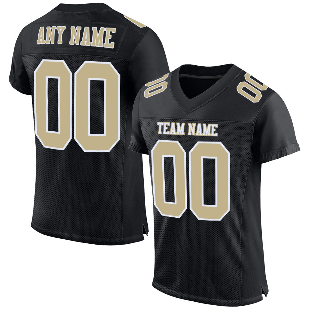 Custom Black Vegas Gold-White Mesh Authentic Football Jersey Limited