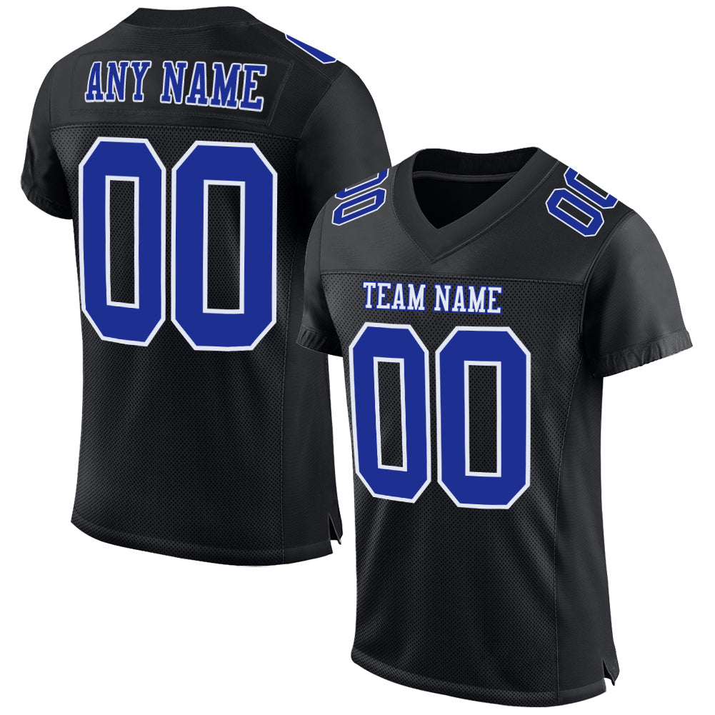 Custom Black Royal-White Mesh Authentic Football Jersey Limited