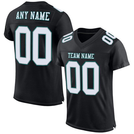 Custom Black White Gray-Midnight Green Mesh Authentic Football Jersey Limited