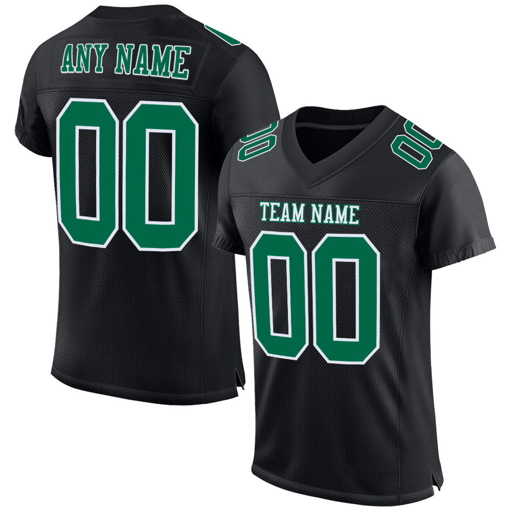 Custom Black Kelly Green-White Mesh Authentic Football Jersey Limited