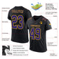 Custom Black Purple-Gold Mesh Authentic Football Jersey Limited