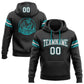 Custom Stitched Black White-Aqua Football Pullover Sweatshirt Hoodie Limited