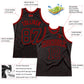 Custom Black Red Pinstripe Black-Red Authentic Basketball Jersey Limited