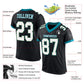 Custom Black White-Teal Mesh Authentic Football Jersey Limited