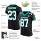 Custom Black White-Aqua Mesh Authentic Football Jersey Limited