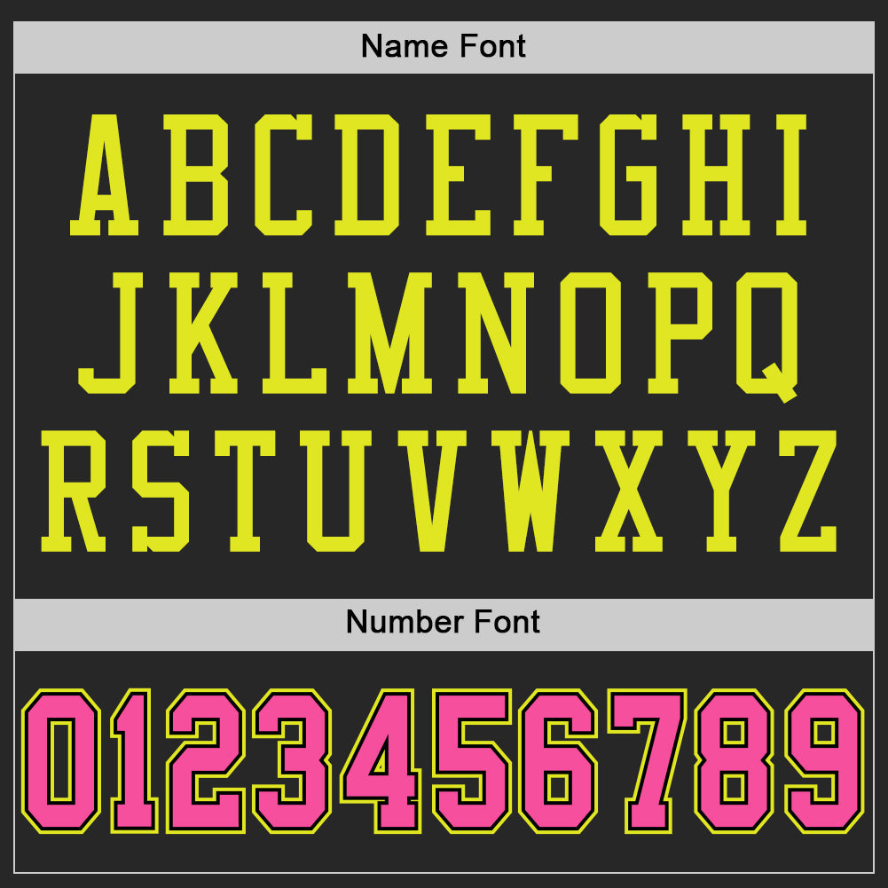 Custom Black Pink-Neon Yellow Mesh Authentic Football Jersey Limited