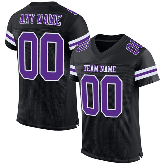 Custom Black Purple-White Mesh Authentic Football Jersey Limited