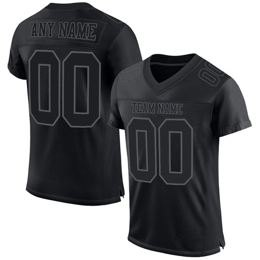 Custom Black Steel Gray Mesh Authentic Football Jersey Limited