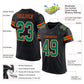 Custom Black Kelly Green-Orange Mesh Authentic Football Jersey Limited