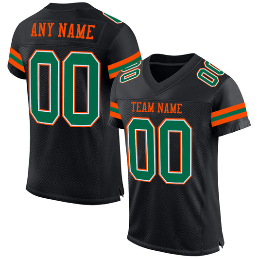 Custom Black Kelly Green-Orange Mesh Authentic Football Jersey Limited