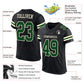 Custom Black Green-Cream Mesh Authentic Football Jersey Limited