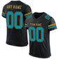 Custom Black Teal-Old Gold Mesh Authentic Football Jersey Limited