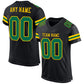 Custom Black Kelly Green-Yellow Mesh Authentic Football Jersey Limited