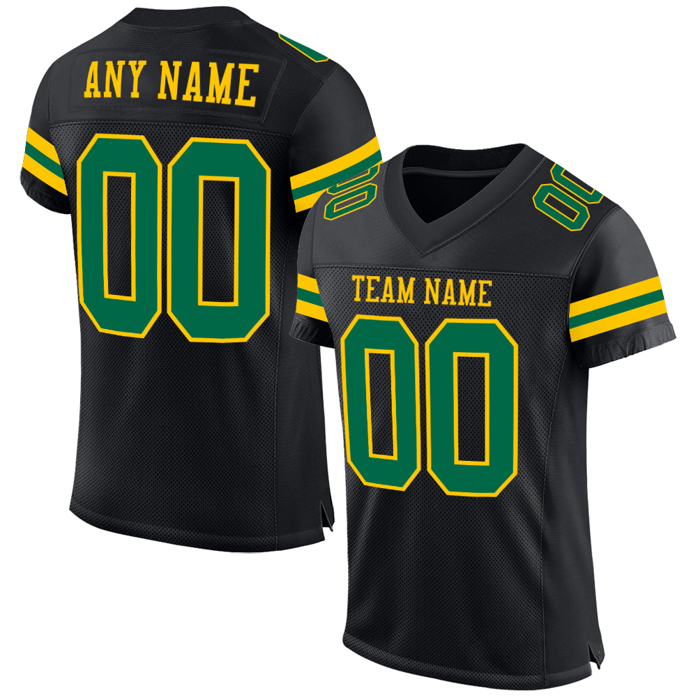 Custom Black Kelly Green-Yellow Mesh Authentic Football Jersey Limited