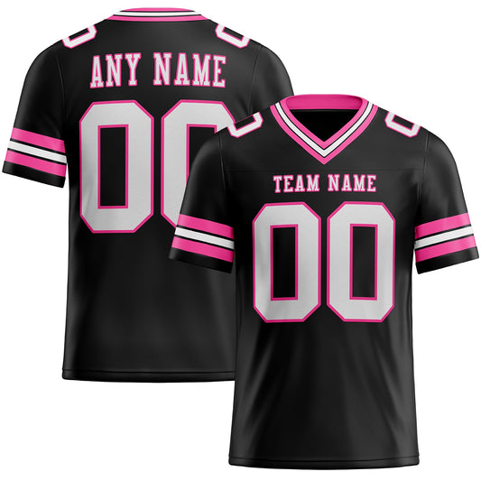 Custom Black White-Pink Mesh Authentic Football Jersey Limited