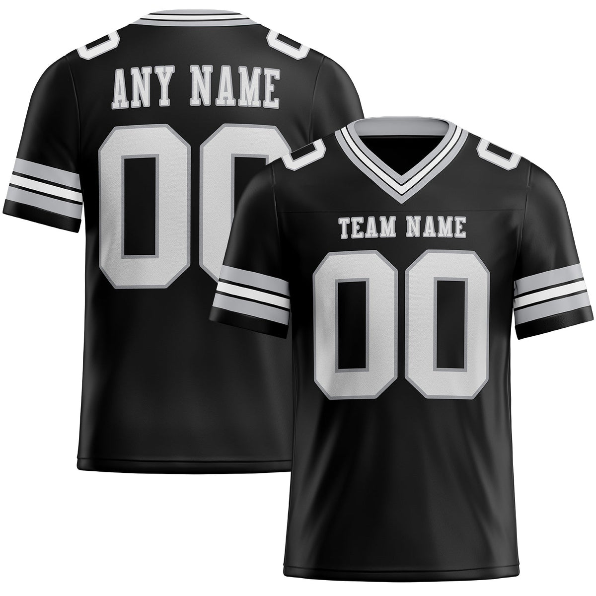 Custom Black White-Gray Mesh Authentic Football Jersey Limited