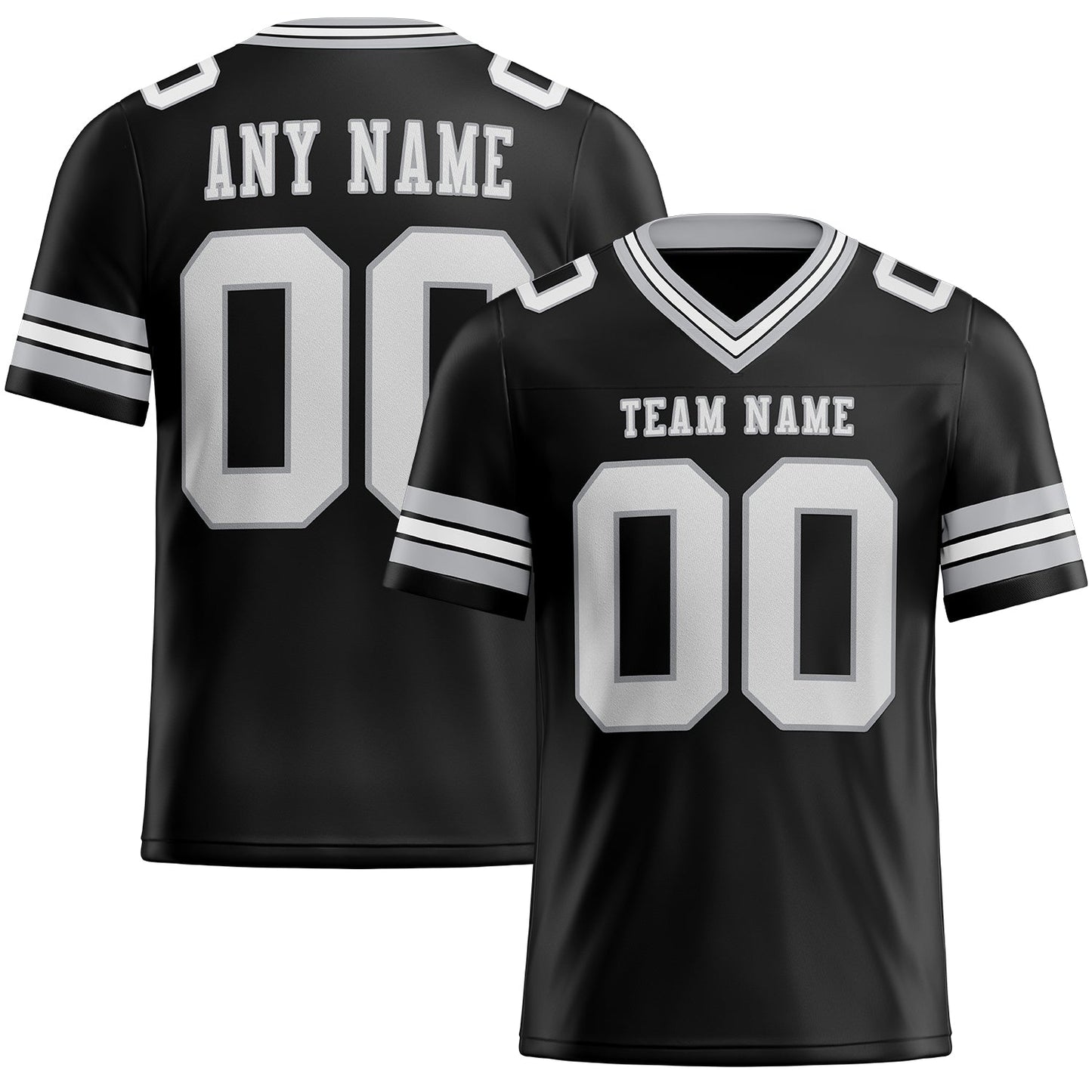Custom Black White-Gray Mesh Authentic Football Jersey Limited
