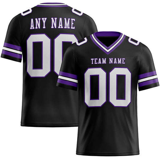 Custom Black White-Purple Mesh Authentic Football Jersey Limited