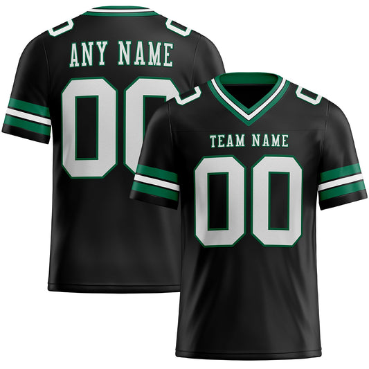 Custom Black White-Kelly Green Mesh Authentic Football Jersey Limited