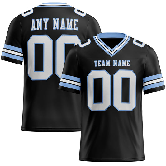 Custom Black White-Light Blue Mesh Authentic Football Jersey Limited