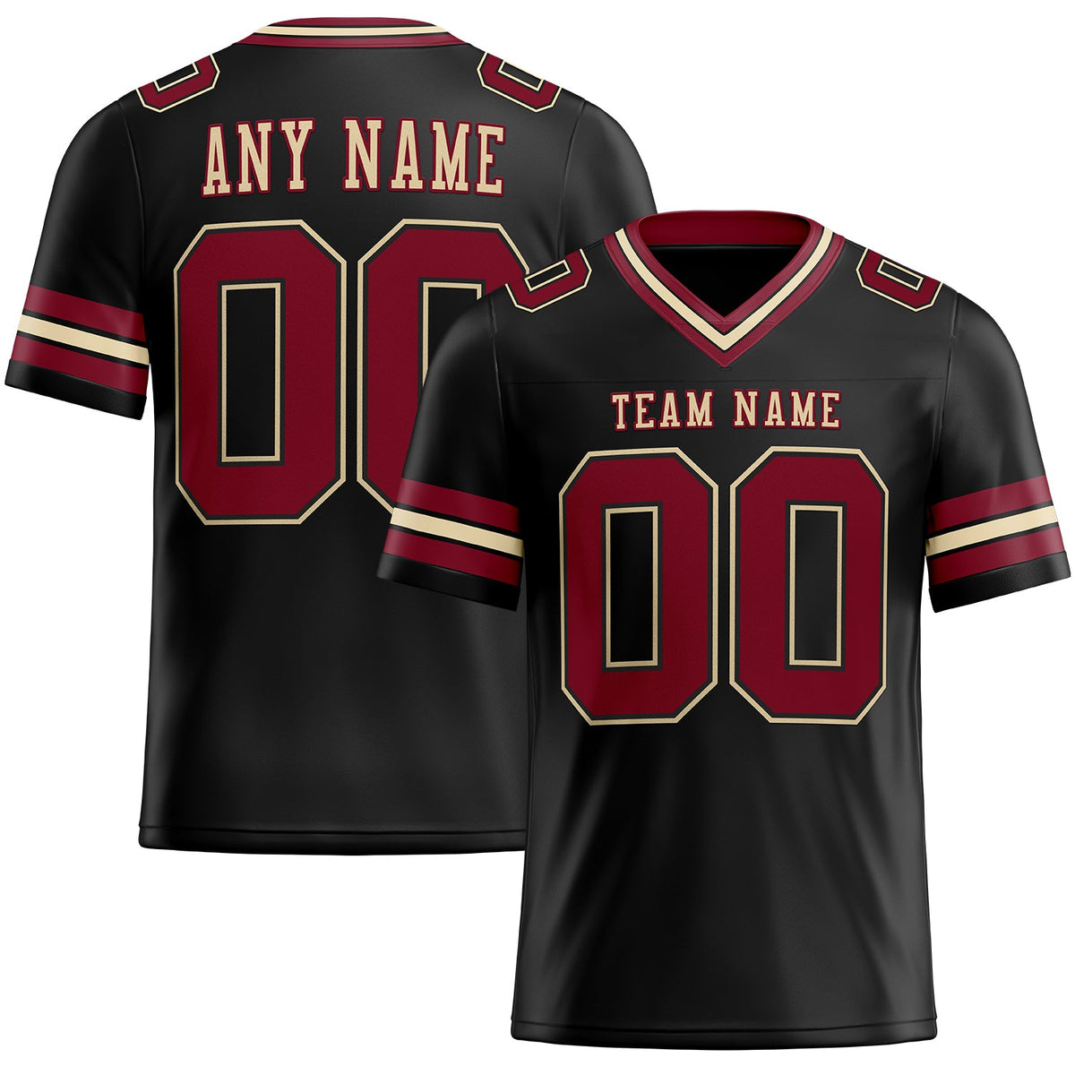Custom Black Crimson-City Cream Mesh Authentic Football Jersey Limited